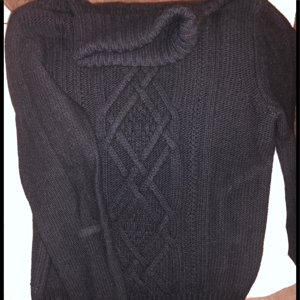 Black J. Crew women’s cable turtleneck sweater